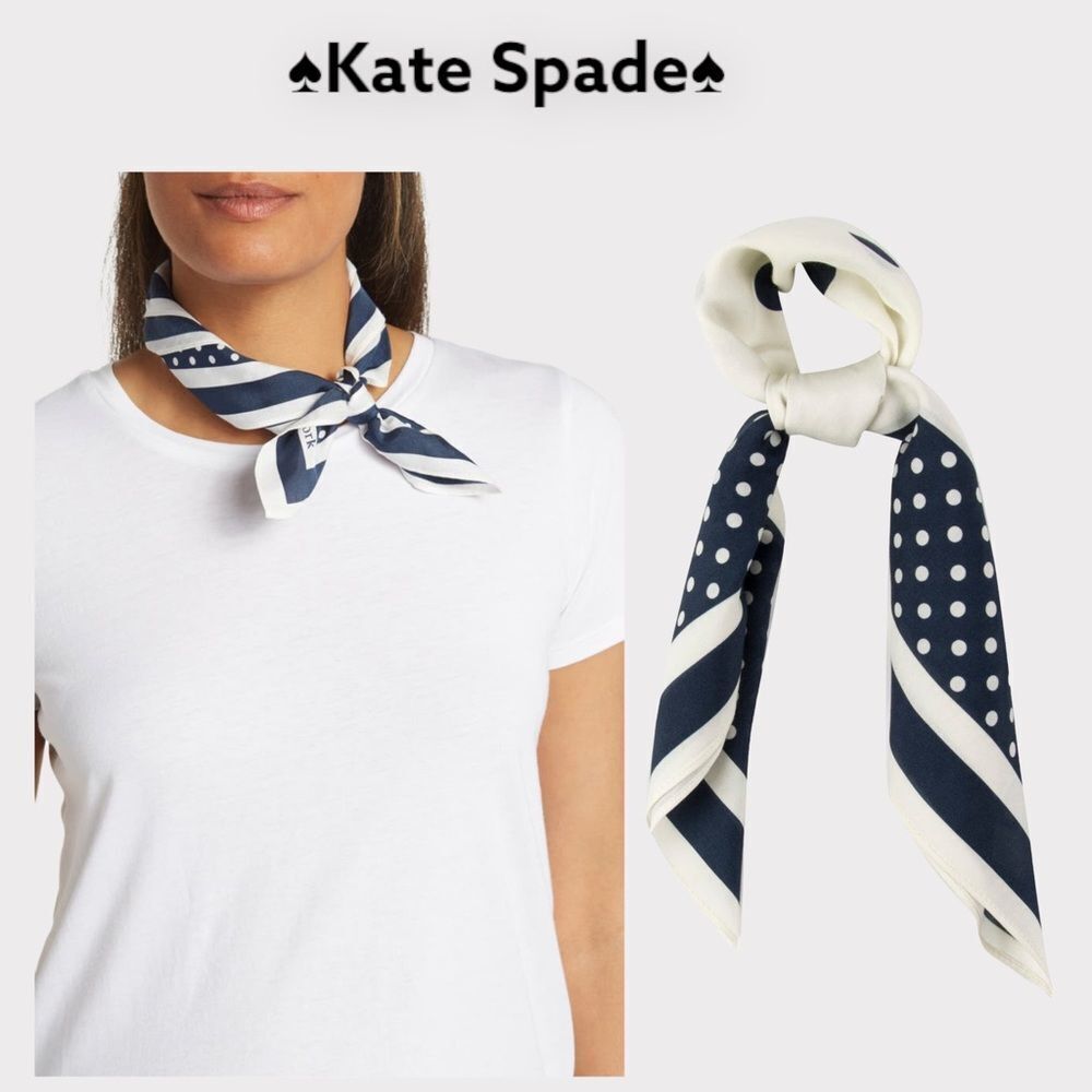 NWT Kate Spade dots silk blend scarf 18x18
